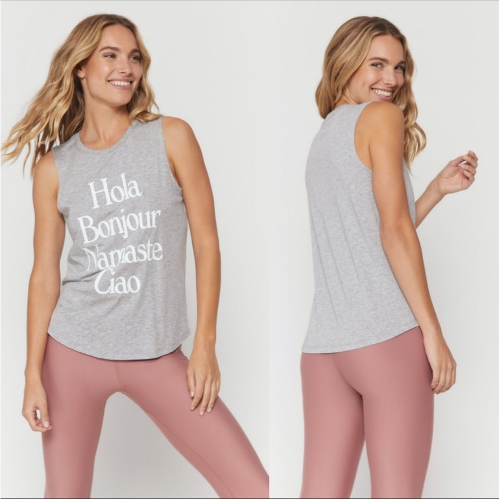 Spiritual Gangster Hola Muscle Tank in Gray Size Medium.